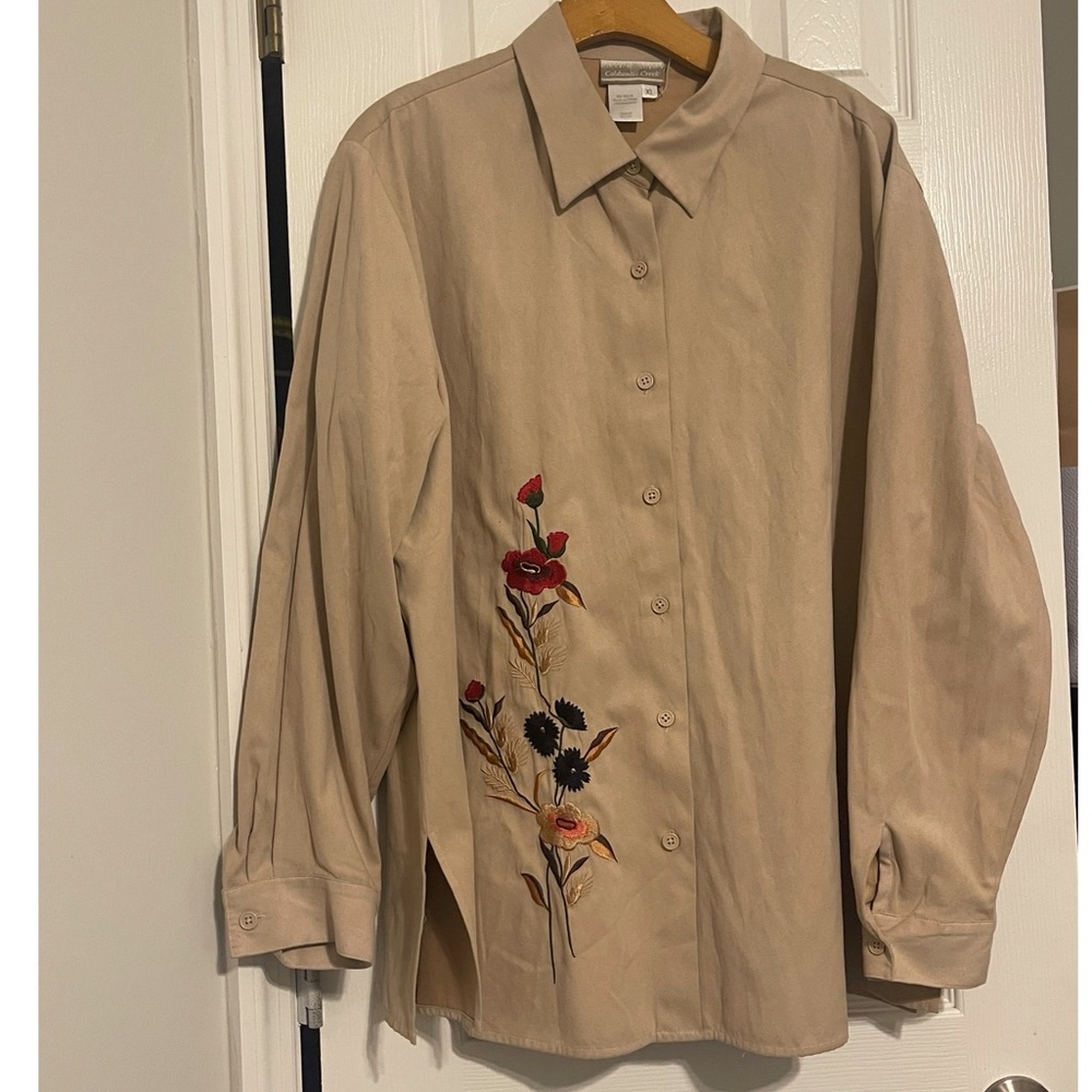 Tan Colwater Creek button down shirt
